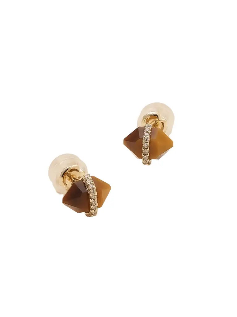 Melissa Joy Manning 14-karat Recycled Gold, Tiger's Eye And Herkimer Diamond Earrings | Image 1 Melissa Joy Manning 14-karat Recycled Gold, Tiger's Eye And Herkimer Diamond Earrings | Image 1