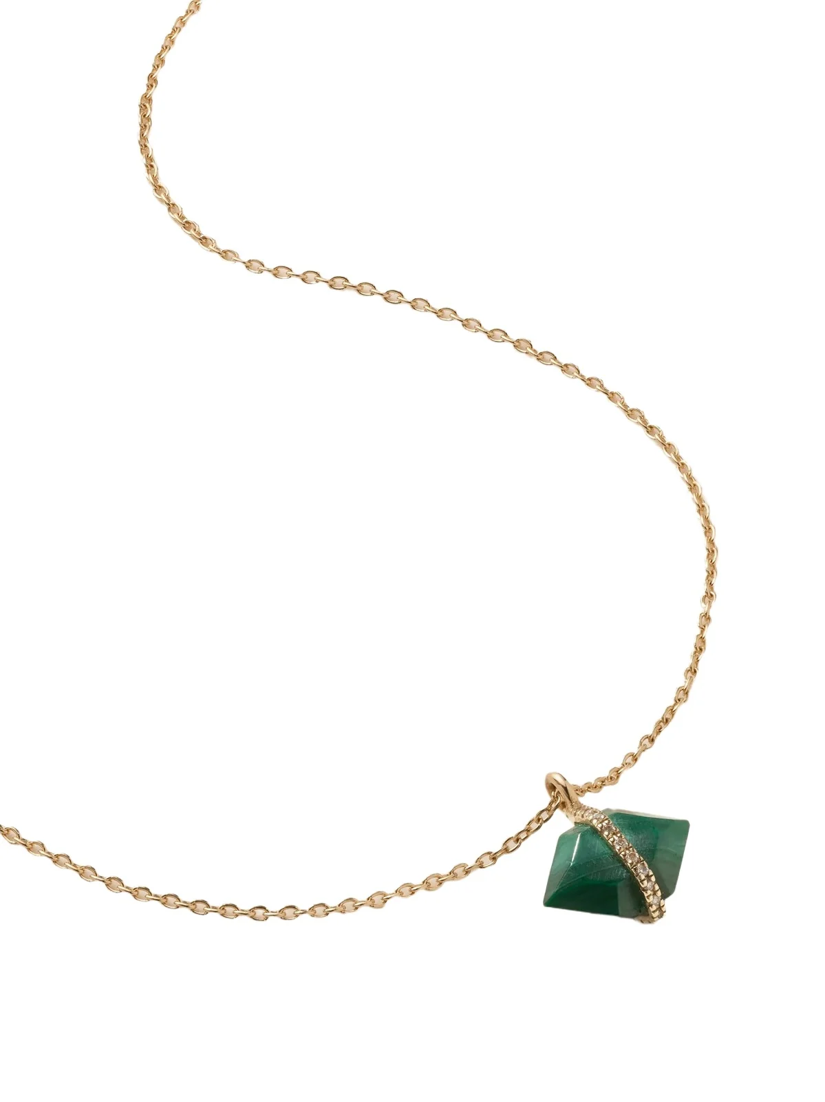 14-karat Recycled Gold, Malachite And Herkimer Diamond Necklace 14-karat Recycled Gold, Malachite And Herkimer Diamond Necklace
