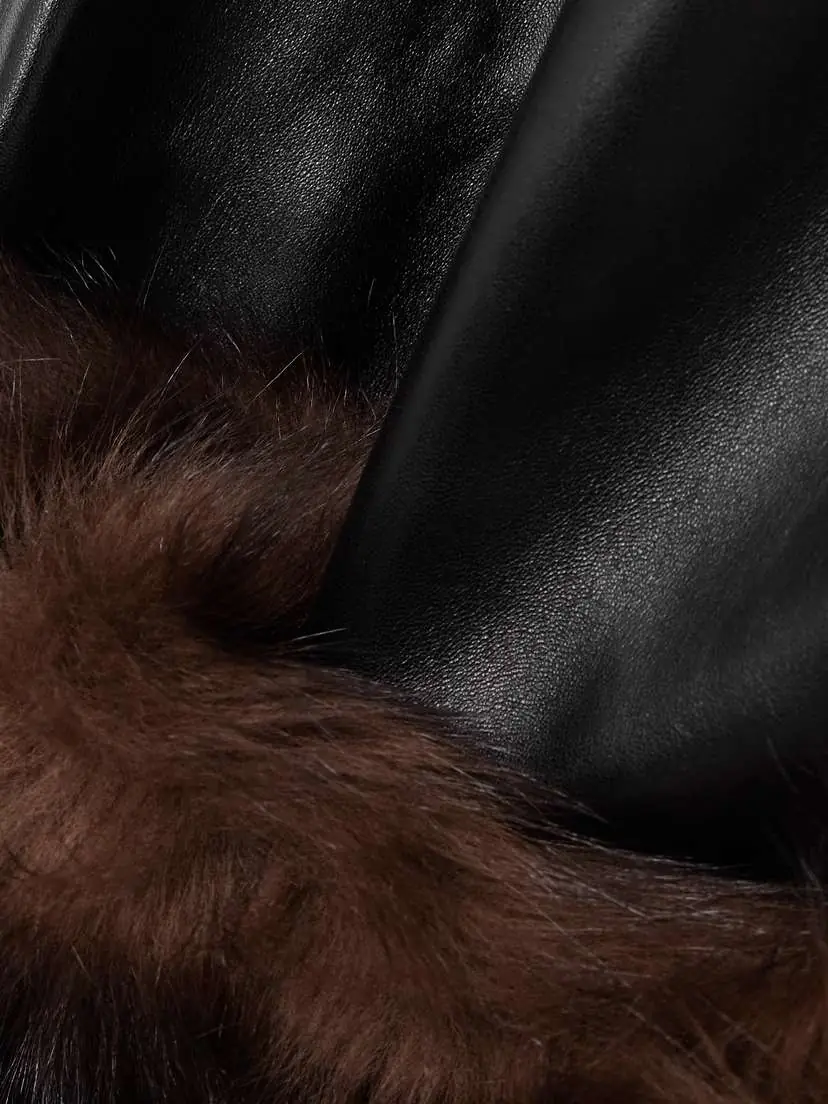 Loewe Convertible Cropped Shearling-trimmed Leather Wide-leg Pants | Thumbnail 5 Loewe Convertible Cropped Shearling-trimmed Leather Wide-leg Pants | Thumbnail 5