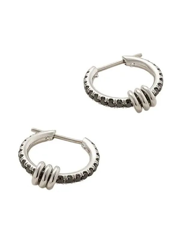 Ara Sterling Silver Diamond Hoop Earrings Ara Sterling Silver Diamond Hoop Earrings