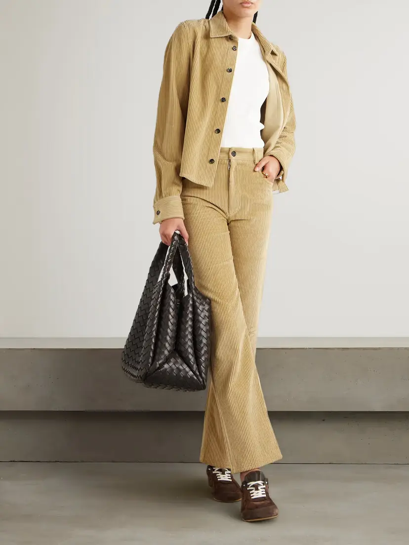 Bottega Veneta Leather-trimmed Cotton-corduroy Straight-leg Pants | Thumbnail 2 Bottega Veneta Leather-trimmed Cotton-corduroy Straight-leg Pants | Thumbnail 2