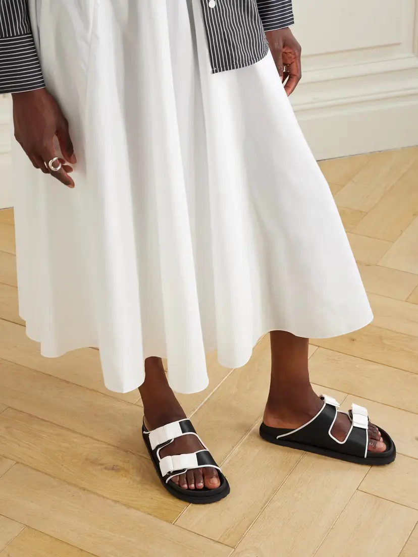 Birkenstock 1774 Arizona Bow-detailed Grosgrain-trimmed Satin Sandals | Thumbnail 2