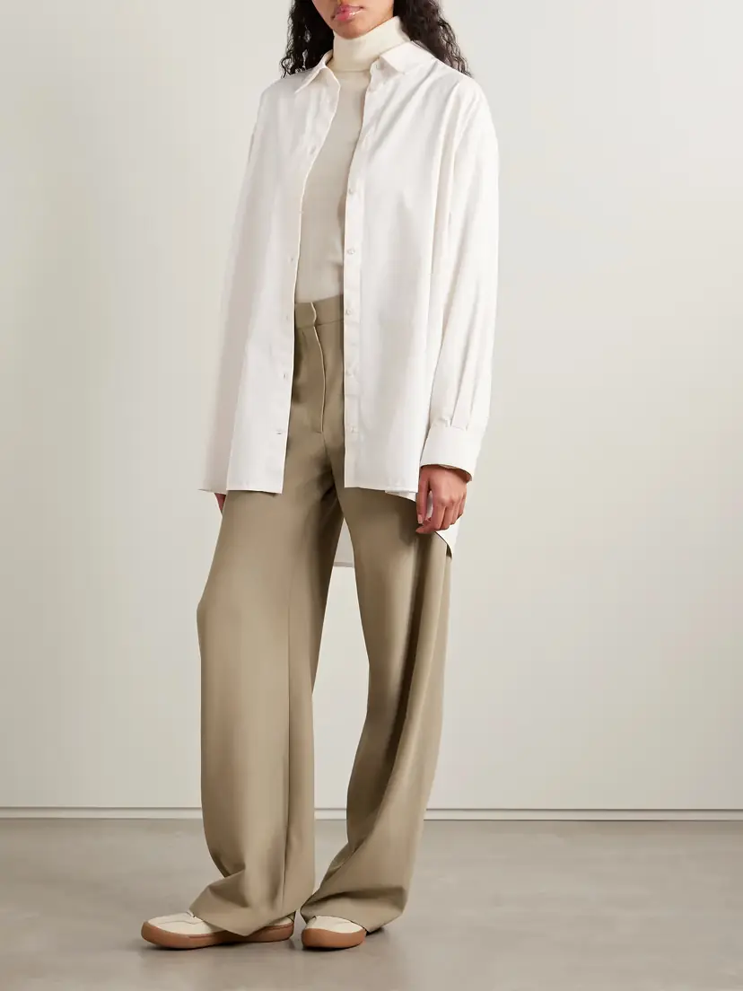 The Row Luka Oversized Cotton And Cashmere-blend Twill Shirt | Thumbnail 2 The Row Luka Oversized Cotton And Cashmere-blend Twill Shirt | Thumbnail 2