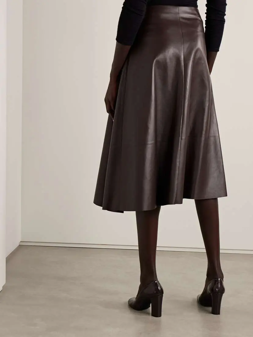 The Row Hedora Pleated Paneled Leather Skirt | Thumbnail 3 The Row Hedora Pleated Paneled Leather Skirt | Thumbnail 3