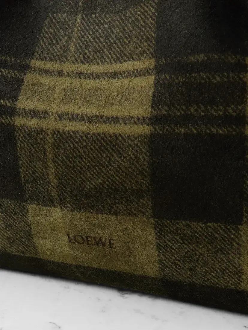 Loewe Flamenco Medium Leather-trimmed Checked Suede Shoulder Bag | Thumbnail 4 Loewe Flamenco Medium Leather-trimmed Checked Suede Shoulder Bag | Thumbnail 4