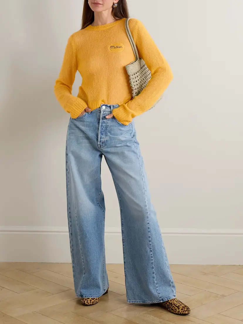 Mother The Pipe Dream Button Sneak High-rise Wide-leg Jeans | Thumbnail 2