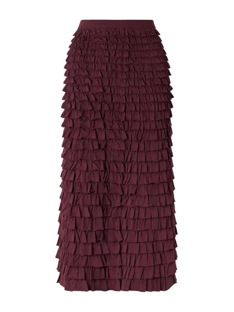 Ulla Johnson Mimi Tiered Ruffled Jersey Midi Skirt | Image 1 Ulla Johnson Mimi Tiered Ruffled Jersey Midi Skirt | Image 1