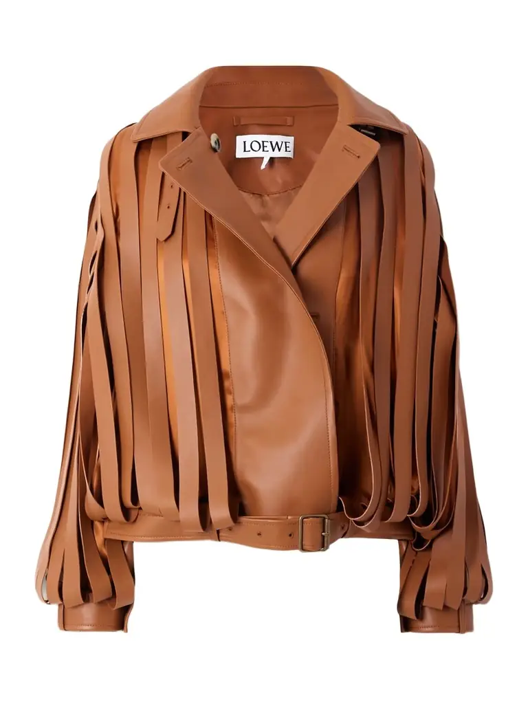 Layered Cutout Leather And Silk-satin Jacket Layered Cutout Leather And Silk-satin Jacket