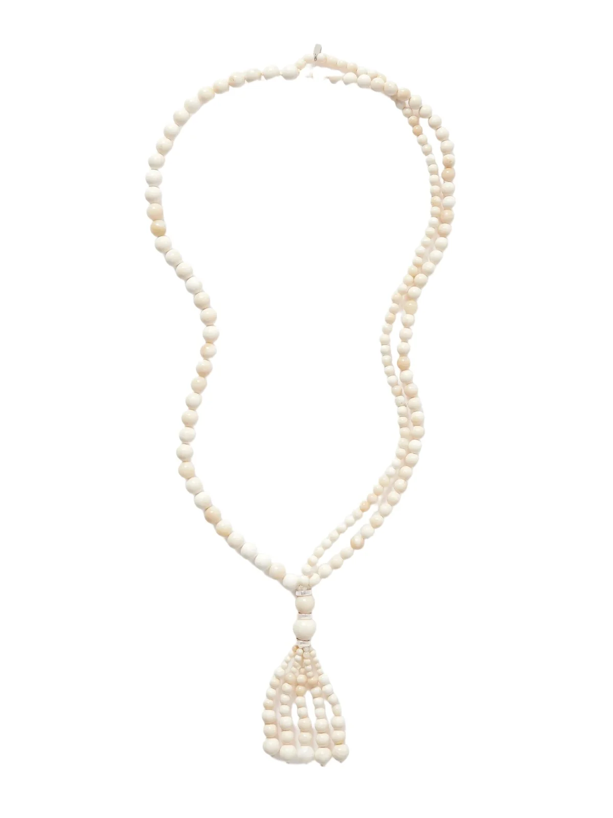 Venice Opera Tasseled Silver Stone Necklace