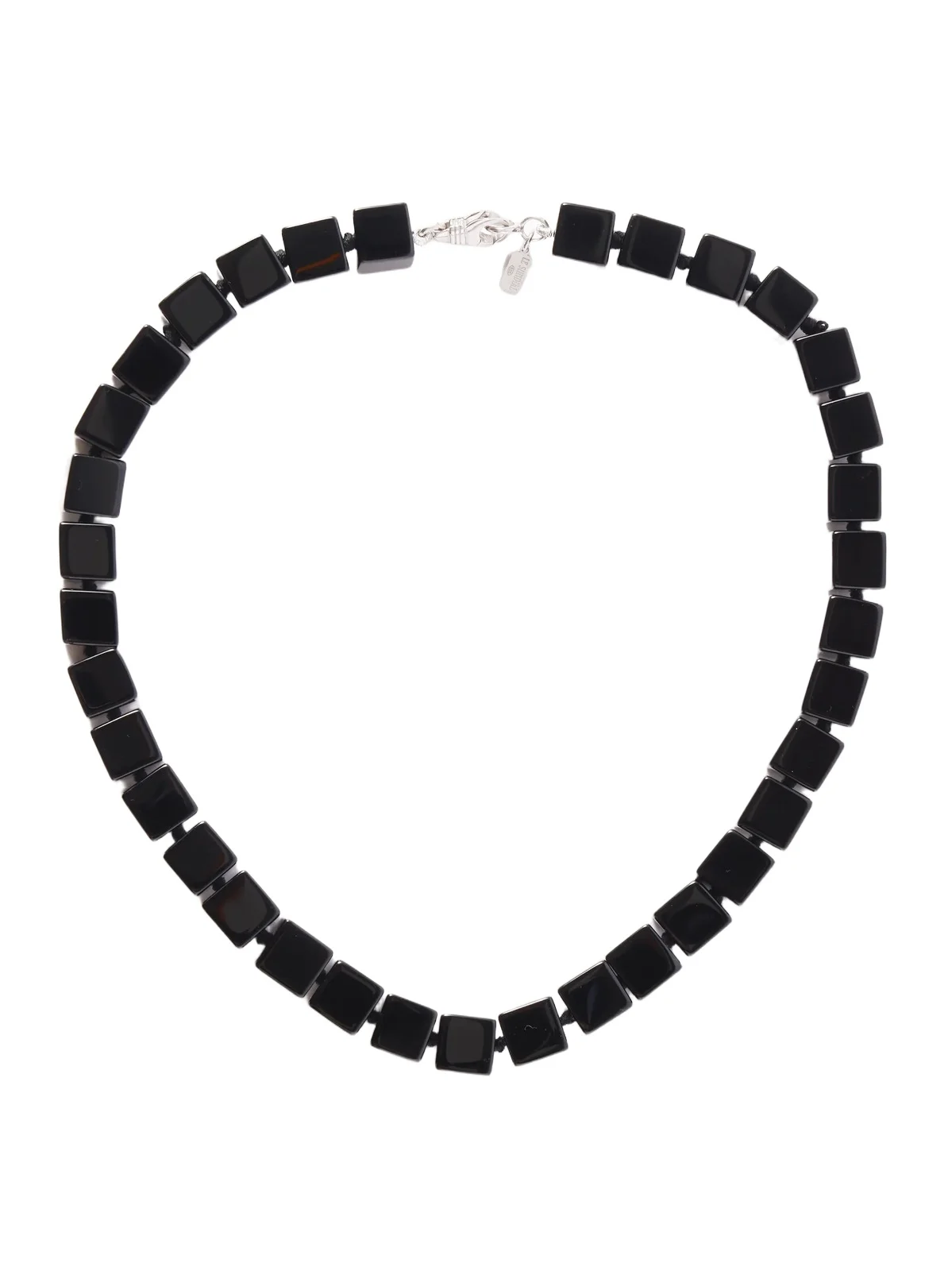 Tube Onyx And Silver Collar - Black Tube Onyx And Silver Collar - Black