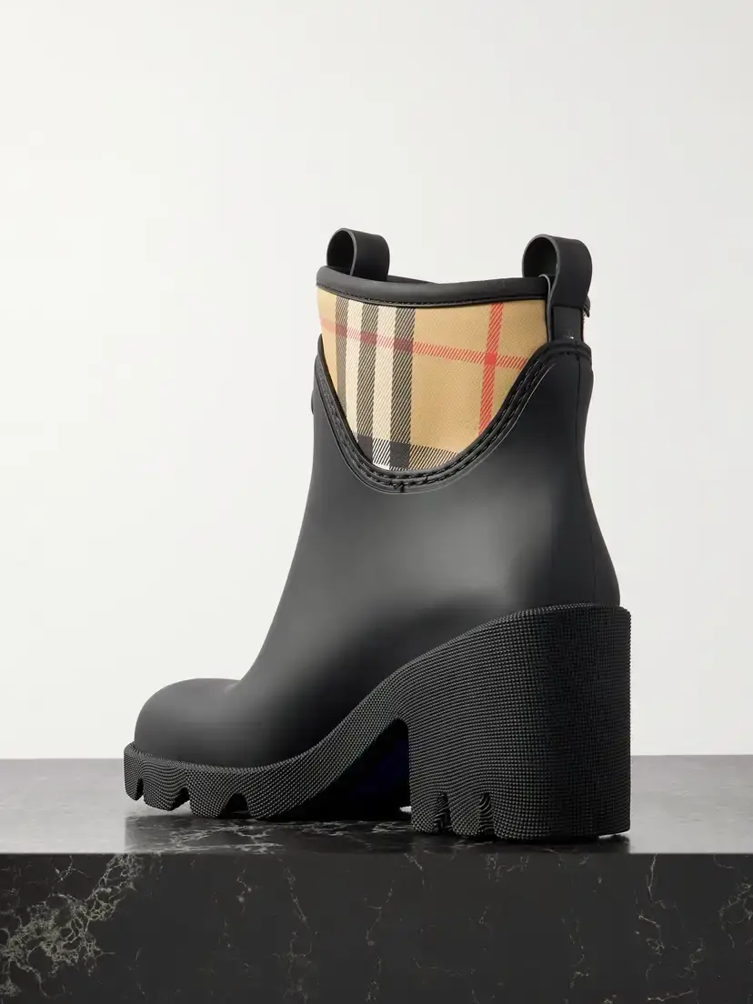 Burberry Marsh Stamp Checked Nylon-trimmed Rubber Ankle Boots | Thumbnail 3 Burberry Marsh Stamp Checked Nylon-trimmed Rubber Ankle Boots | Thumbnail 3