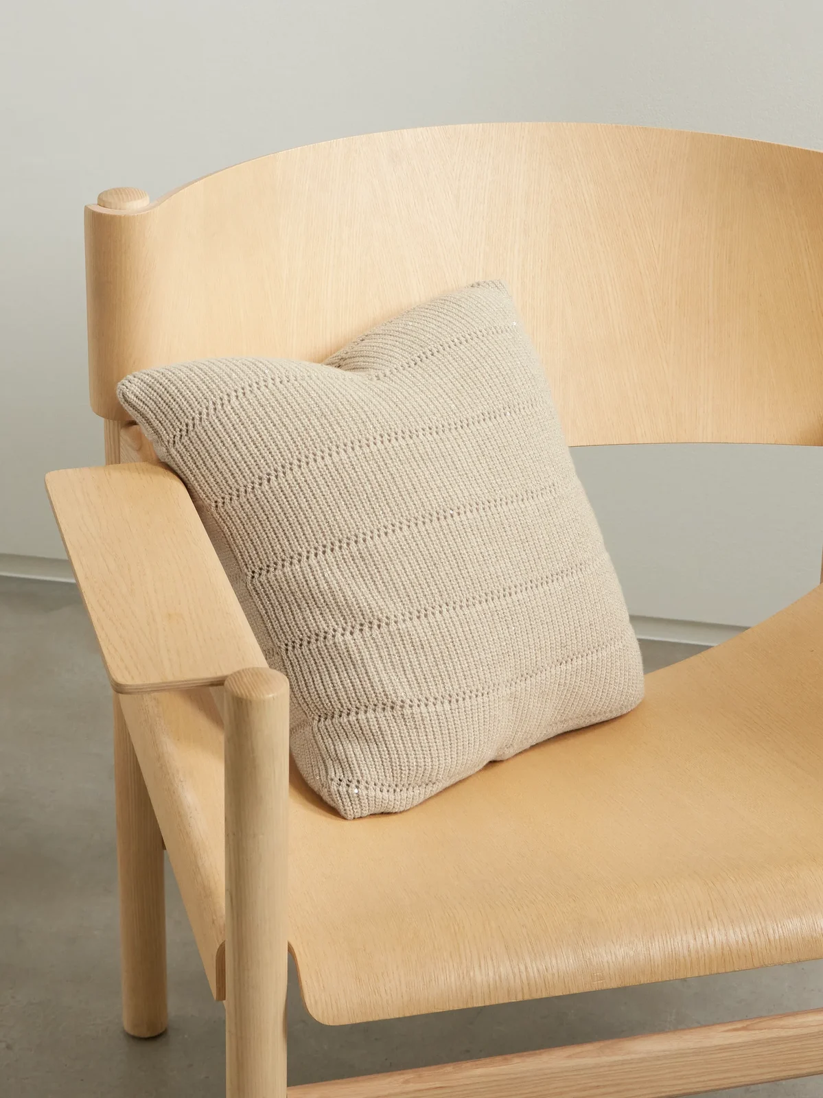 Brunello Cucinelli Sequin-embellished Metallic Ribbed-knit Pillow