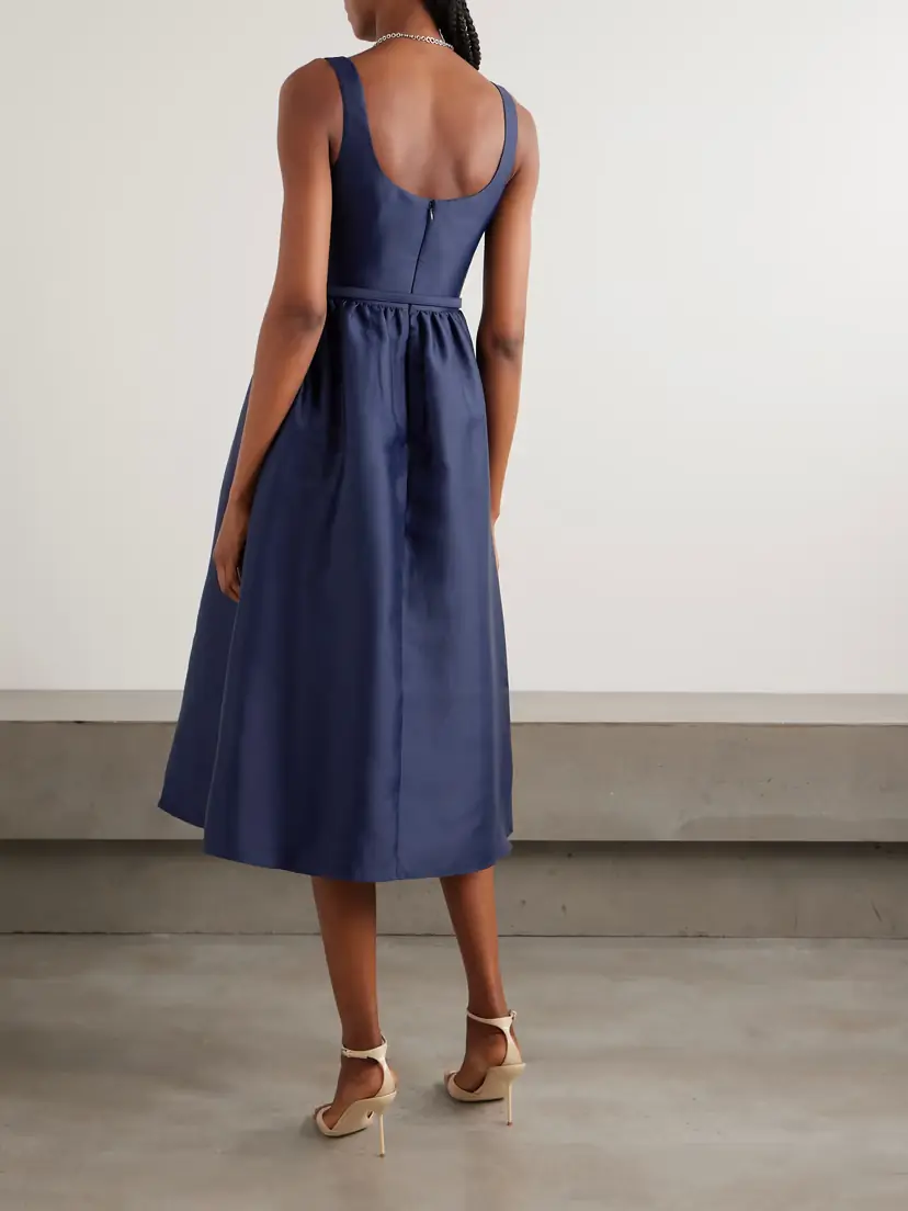 Self-Portrait Gathered Satin Midi Dress | Thumbnail 3