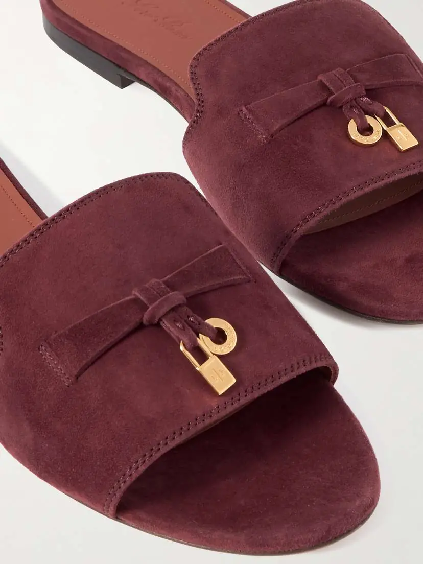 Loro Piana Summer Charms Suede Slides | Thumbnail 4 Loro Piana Summer Charms Suede Slides | Thumbnail 4