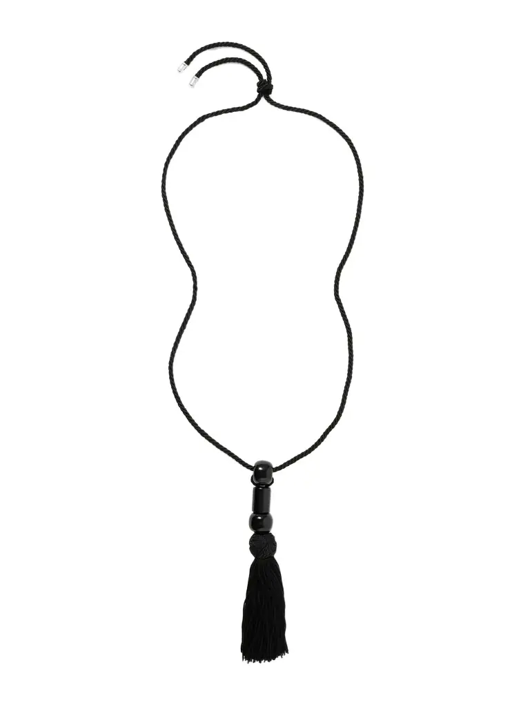 Trinity Silver, Onyx And Satin Cord Necklace Trinity Silver, Onyx And Satin Cord Necklace