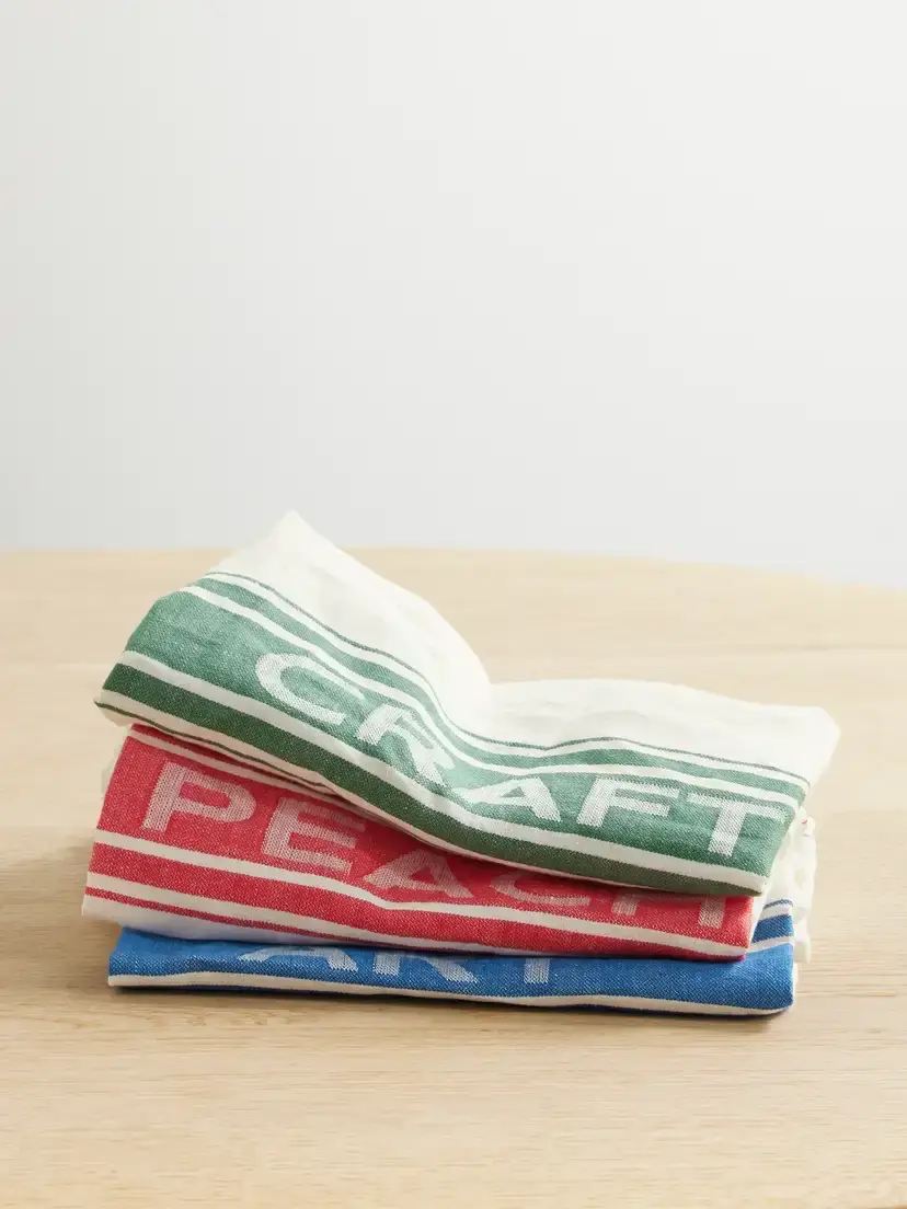 JW Anderson Neilly Set Of Three Striped Linen Napkins