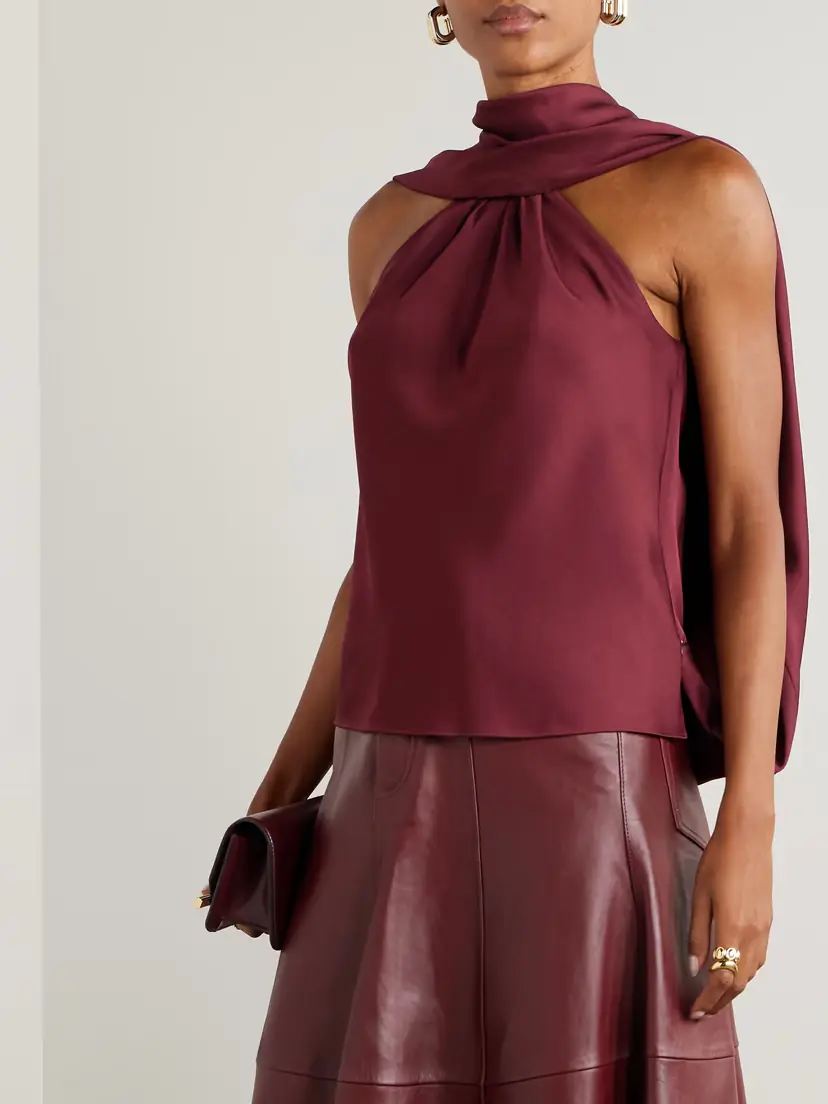 Simkhai Scarlett Cape-effect Draped Satin Top | Thumbnail 3