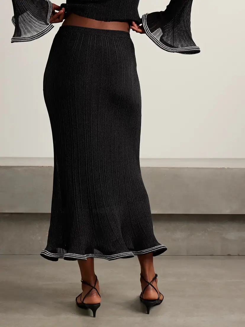 Simkhai Brighton Crystal-embellished Metallic Ribbed-knit Maxi Skirt | Thumbnail 3 Simkhai Brighton Crystal-embellished Metallic Ribbed-knit Maxi Skirt | Thumbnail 3