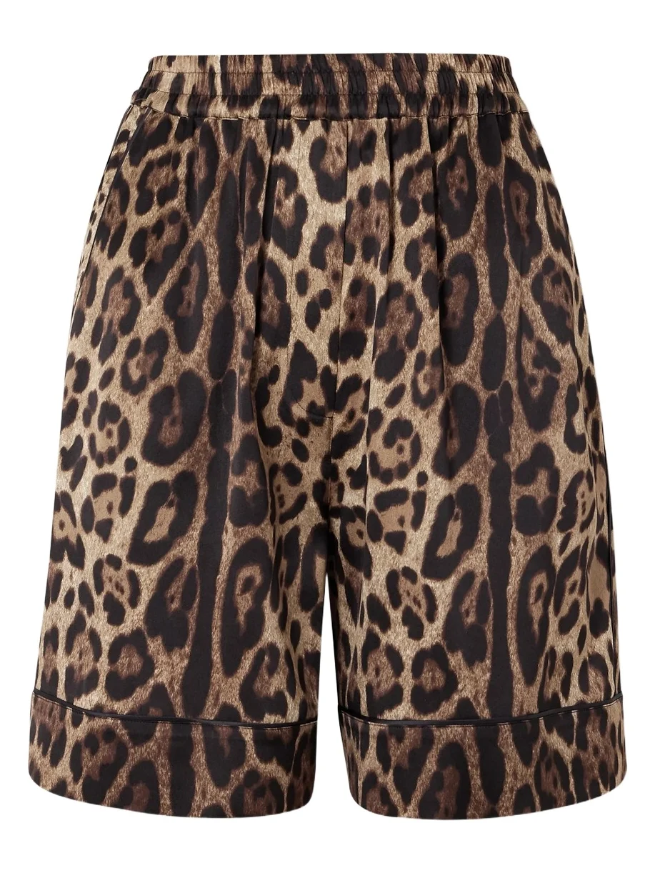 Dolce & Gabbana Leopard-print Silk-blend Satin Shorts