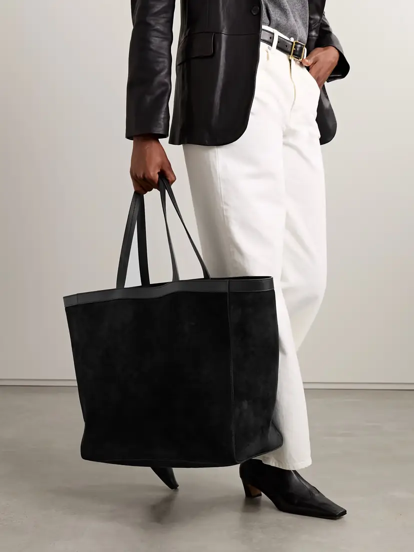 Nili Lotan Loren Leather-trimmed Suede Tote | Thumbnail 2 Nili Lotan Loren Leather-trimmed Suede Tote | Thumbnail 2