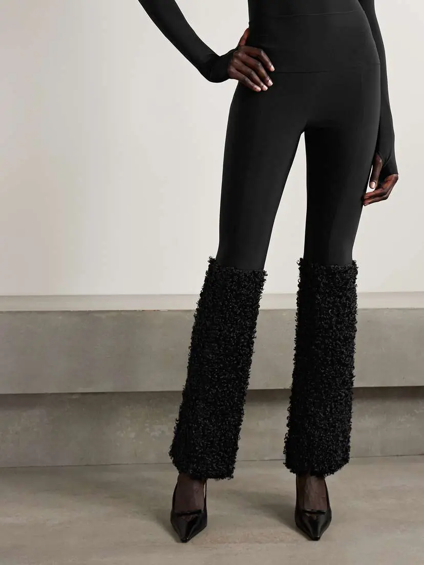 Norma Kamali Stretch-jersey And Chenille Flared Leggings | Thumbnail 3 Norma Kamali Stretch-jersey And Chenille Flared Leggings | Thumbnail 3