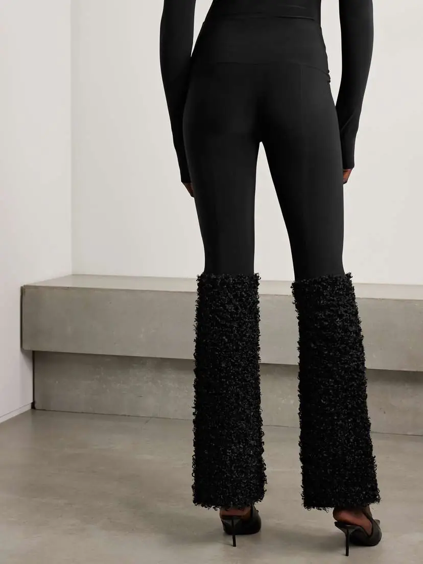 Norma Kamali Stretch-jersey And Chenille Flared Leggings | Thumbnail 4 Norma Kamali Stretch-jersey And Chenille Flared Leggings | Thumbnail 4