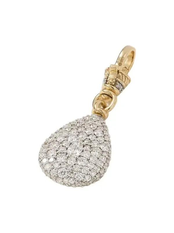 Pear Pocket Watch Rhodium-plated 14-karat Gold Diamond Charm