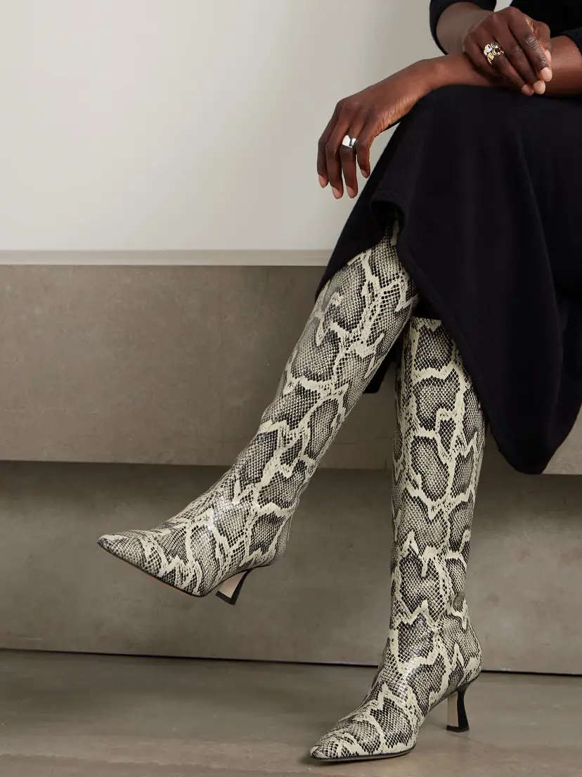 aeyde Klea Snake-effect Leather Knee Boots | Thumbnail 2