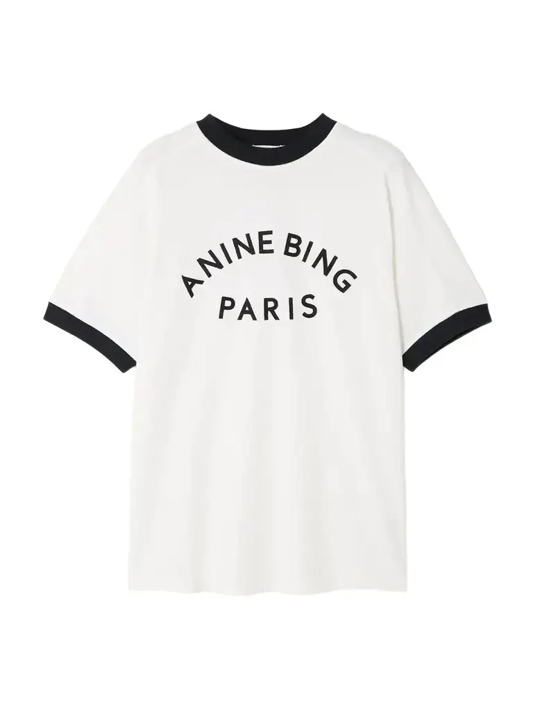 Anine Bing Jaylin Appliquéd Cotton-jersey T-shirt | Image 1 Anine Bing Jaylin Appliquéd Cotton-jersey T-shirt | Image 1