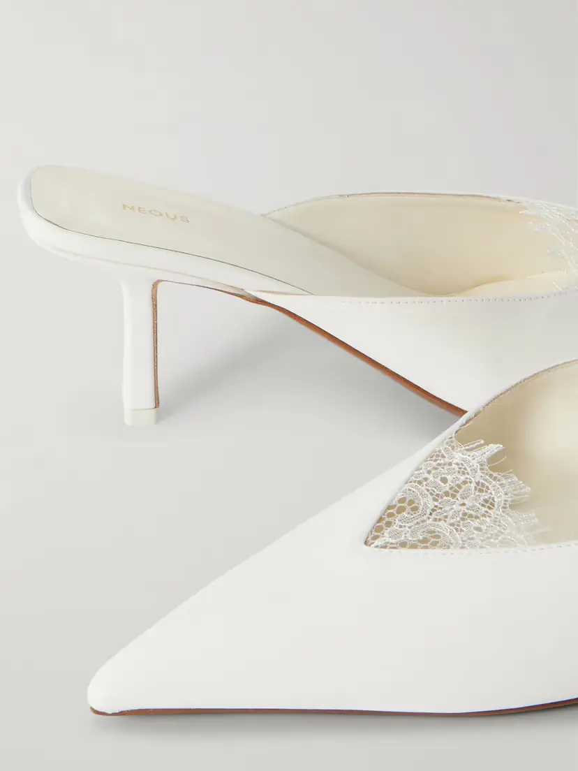 NEOUS Matar Lace-trimmed Crepe Mules | Thumbnail 4 NEOUS Matar Lace-trimmed Crepe Mules | Thumbnail 4