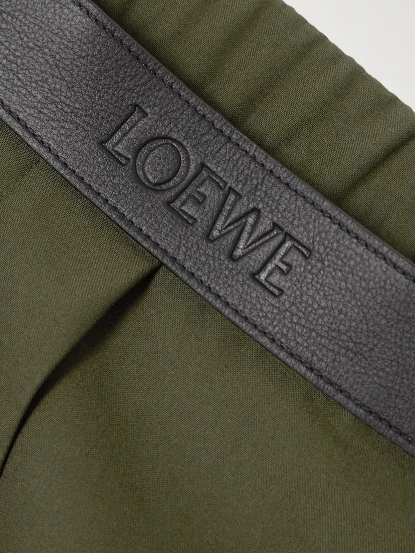 Loewe Leather-trimmed Pleated Grain De Poudre Wool Pants | Thumbnail 5