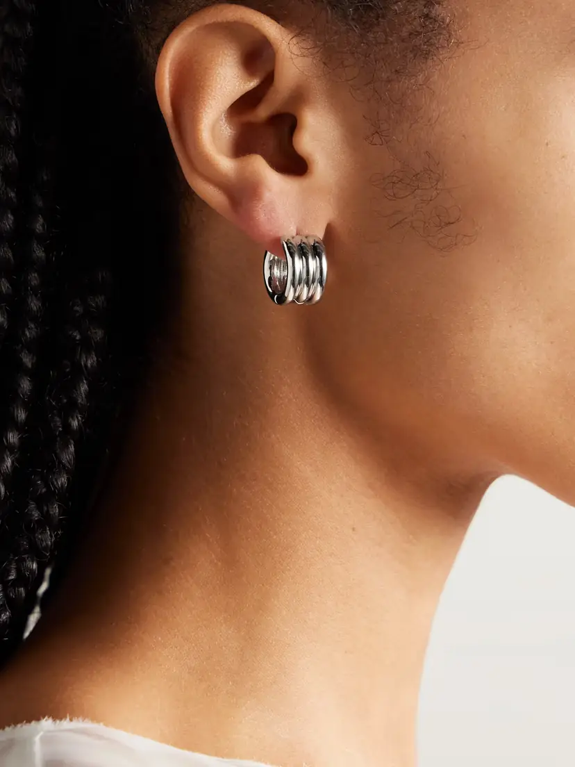 Roxanne Assoulin The Triple Tube Silver-tone Hoop Earrings | Thumbnail 2 Roxanne Assoulin The Triple Tube Silver-tone Hoop Earrings | Thumbnail 2