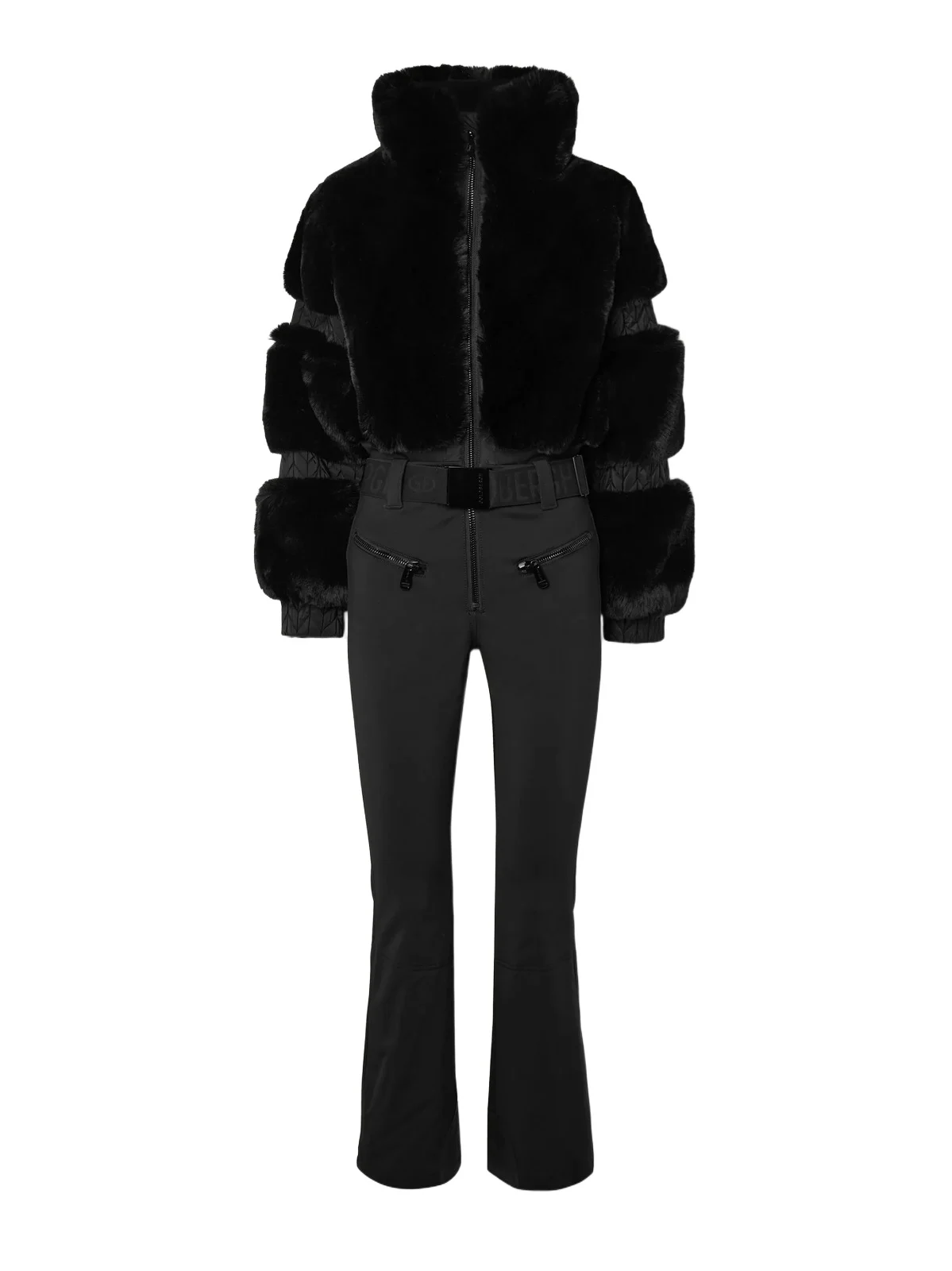 Goldbergh Lieke Belted Plush And Stretch-shell Ski Suit