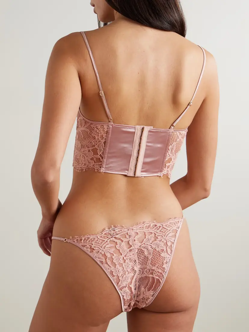 Kiki de Montparnasse Camille Stretch-silk Satin-trimmed Organic Cotton-blend Lace Briefs | Thumbnail 3 Kiki de Montparnasse Camille Stretch-silk Satin-trimmed Organic Cotton-blend Lace Briefs | Thumbnail 3