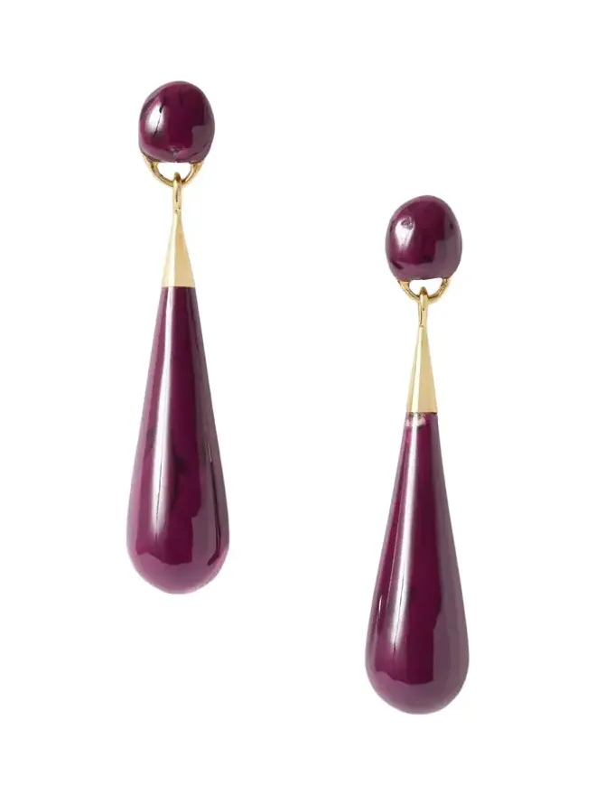 Dinosaur Designs Dew Drop Large Gold-tone Resin Earrings