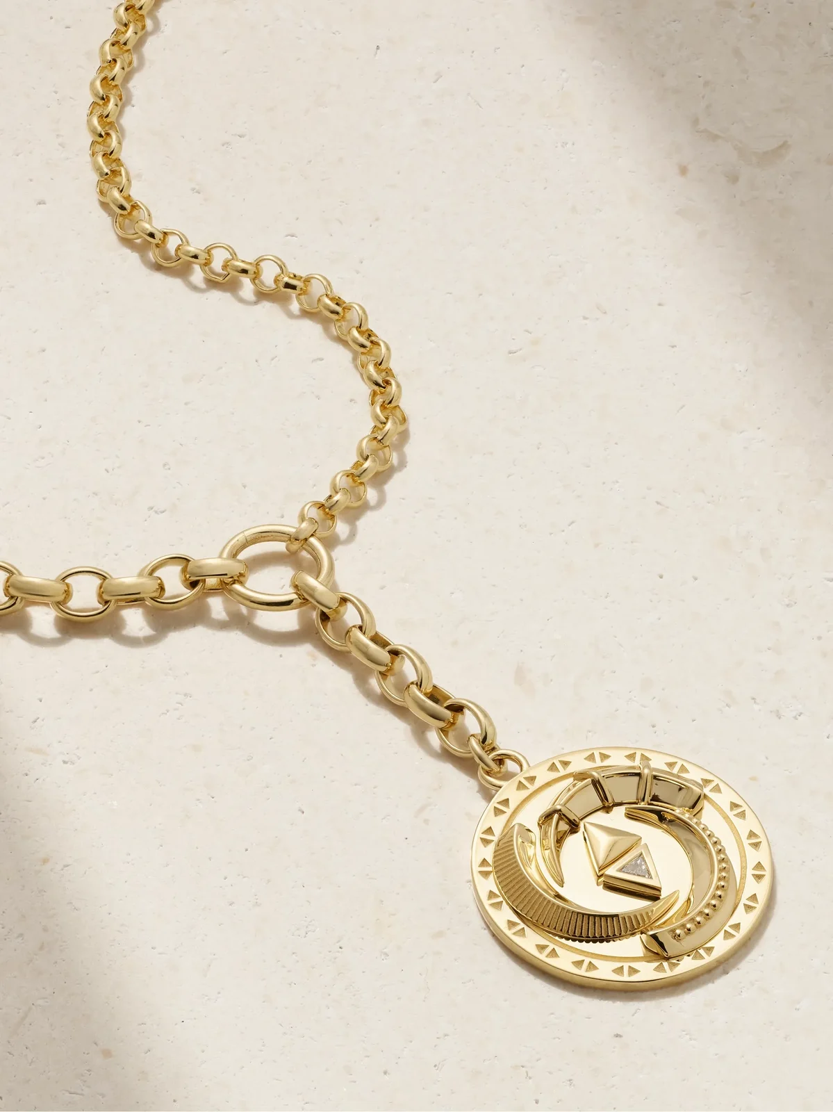 Protection Triskele + Heavy Mixed Belcher 18-karat Gold Diamond Necklace Protection Triskele + Heavy Mixed Belcher 18-karat Gold Diamond Necklace