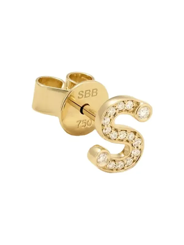 Petite Letter 18-karat Recycled Gold Diamond Single Earring Petite Letter 18-karat Recycled Gold Diamond Single Earring