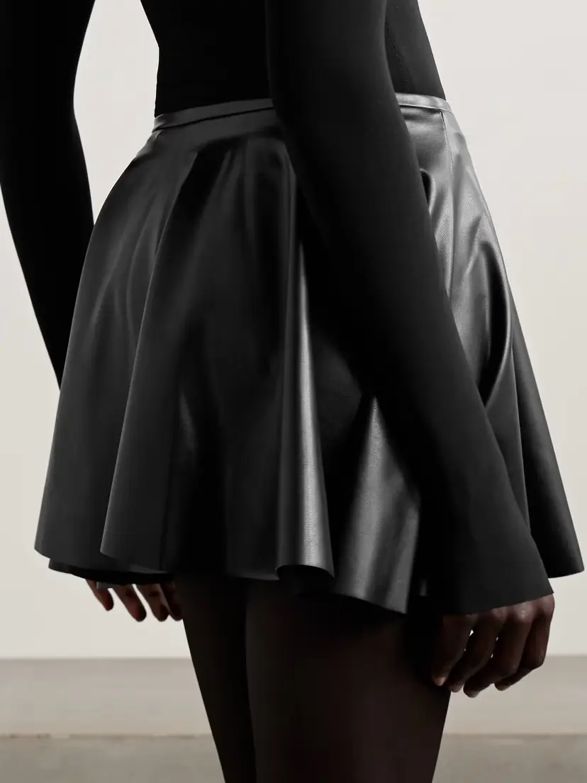 Norma Kamali Pleated Pu Mini Skirt | Thumbnail 3