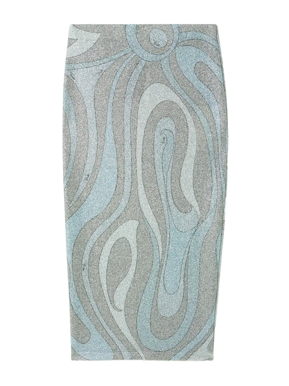 Printed Metallic Jersey Midi Skirt