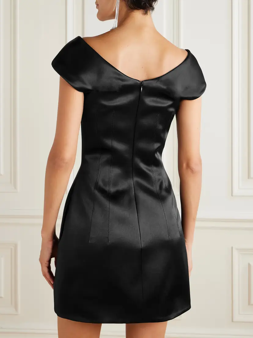 Alexander McQueen Off-the-shoulder Satin Mini Dress | Thumbnail 3 Alexander McQueen Off-the-shoulder Satin Mini Dress | Thumbnail 3