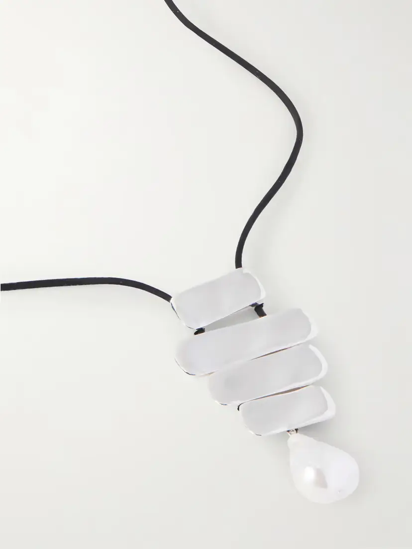 AGMES Baroque Ilona Recycled Sterling Silver, Suede And Pearl Necklace | Thumbnail 4 AGMES Baroque Ilona Recycled Sterling Silver, Suede And Pearl Necklace | Thumbnail 4