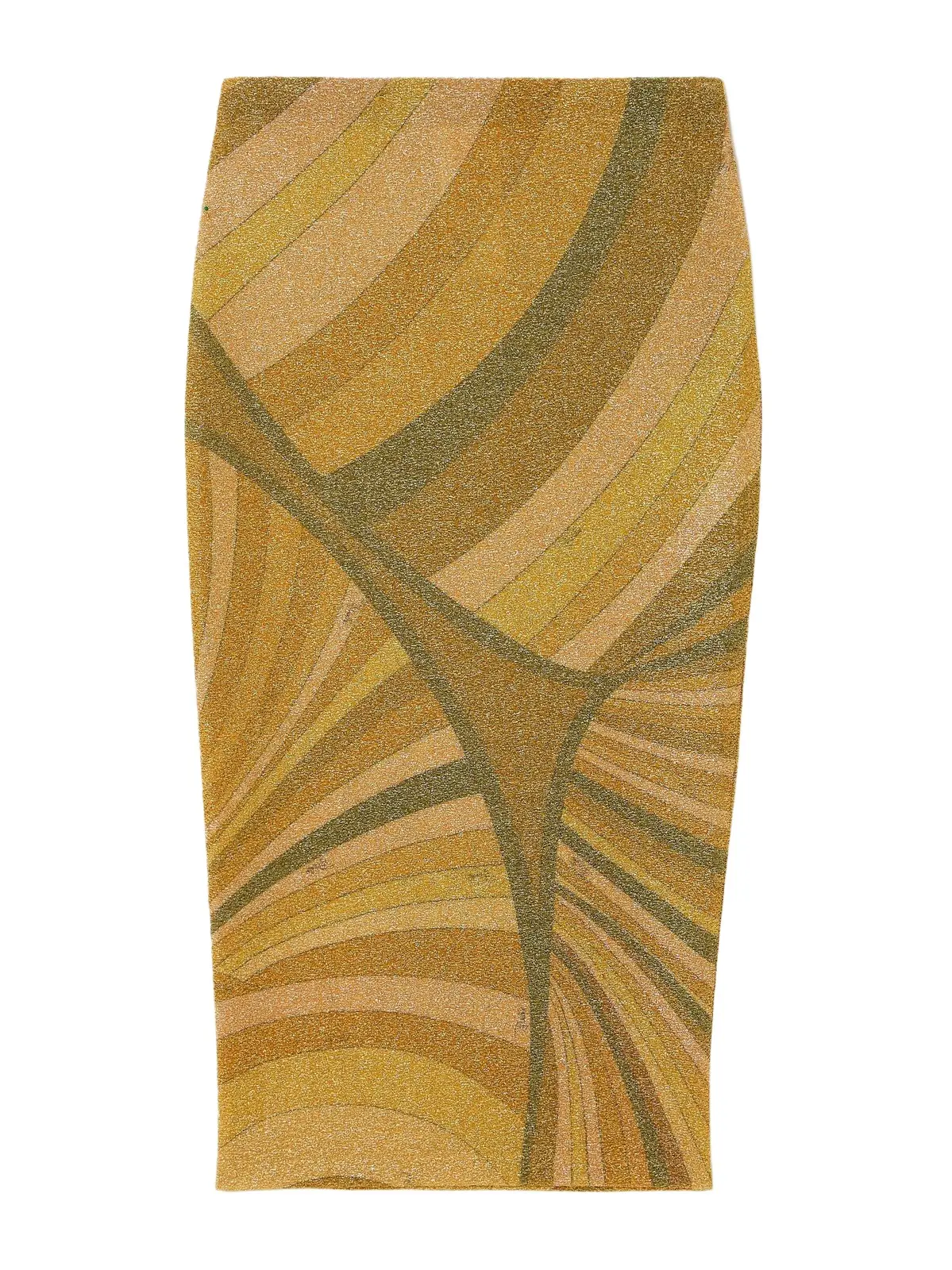 Printed Metallic Jersey Midi Skirt
