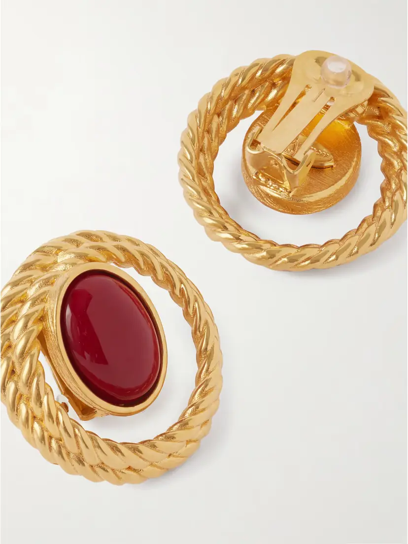 Sonia Petroff Nest Gold-plated Enamel Clip Earrings | Thumbnail 3 Sonia Petroff Nest Gold-plated Enamel Clip Earrings | Thumbnail 3