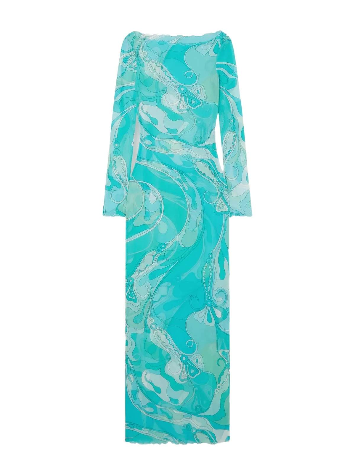 PUCCI Ruffled Printed Tulle Maxi Dress