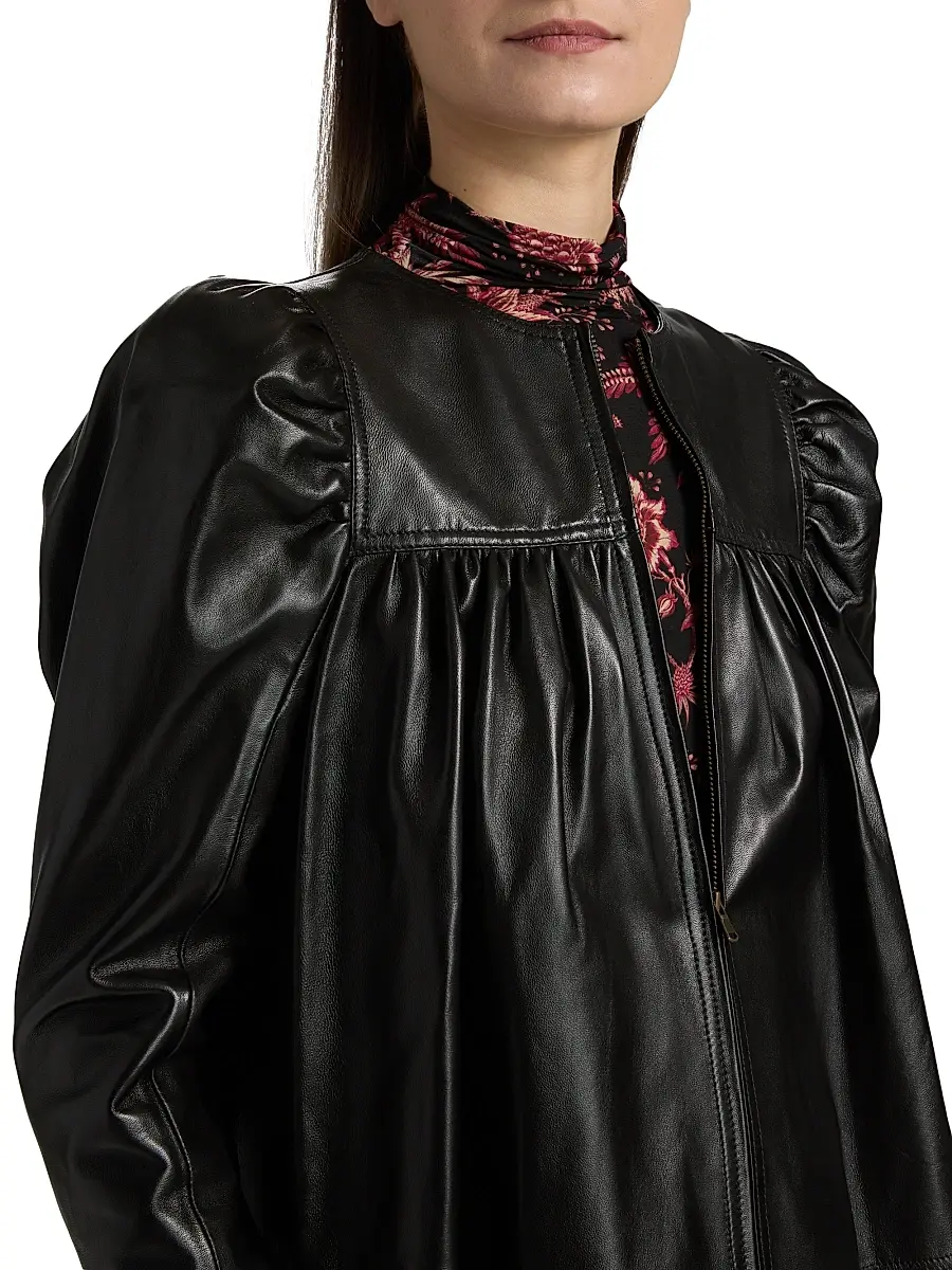 Ulla Johnson Women's Anouk Ruched Leather Jacket | Thumbnail 6 Ulla Johnson Women's Anouk Ruched Leather Jacket | Thumbnail 6