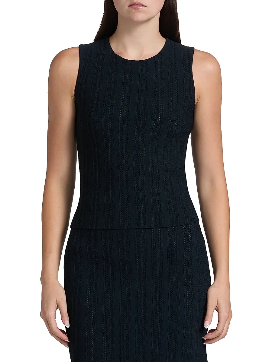 Adam Lippes Women's Brynn Jacquard Sleeveless Top | Thumbnail 3 Adam Lippes Women's Brynn Jacquard Sleeveless Top | Thumbnail 3