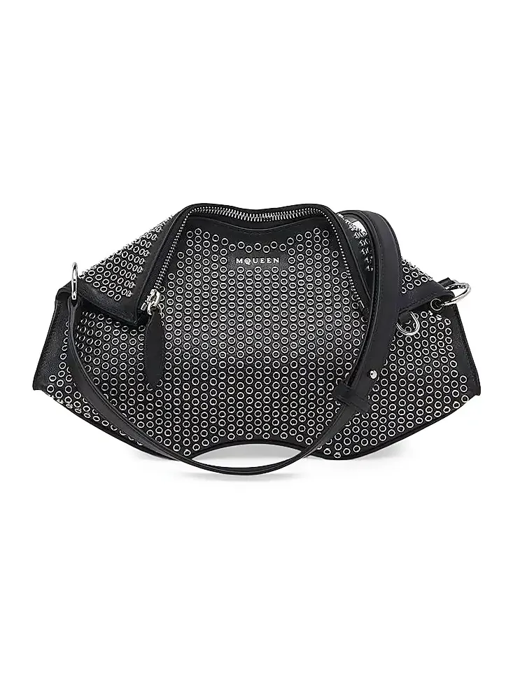 Women's Manta Metallic Eyelet Leather Shoulder Bag