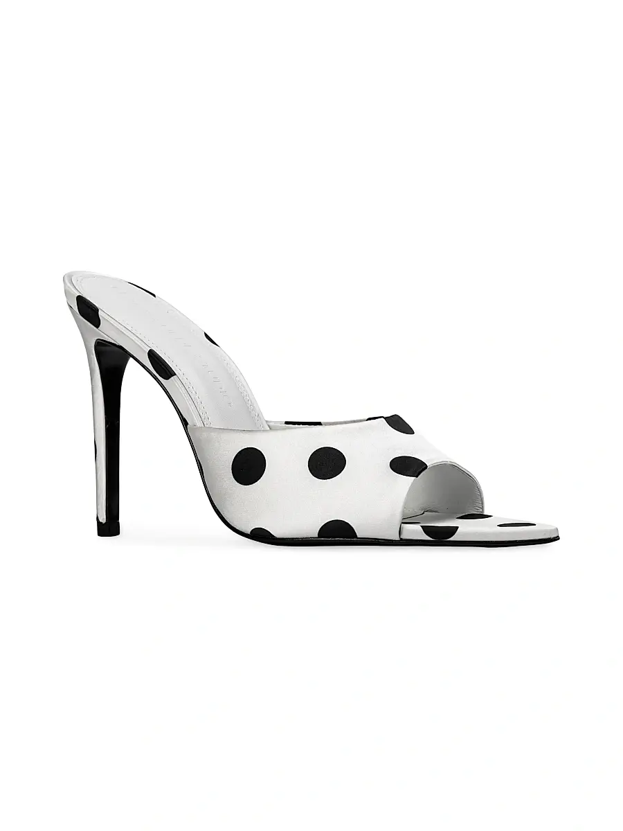Black Suede Studio Women's Bella 100MM Polka Dot Mule Heels | Thumbnail 2 Black Suede Studio Women's Bella 100MM Polka Dot Mule Heels | Thumbnail 2