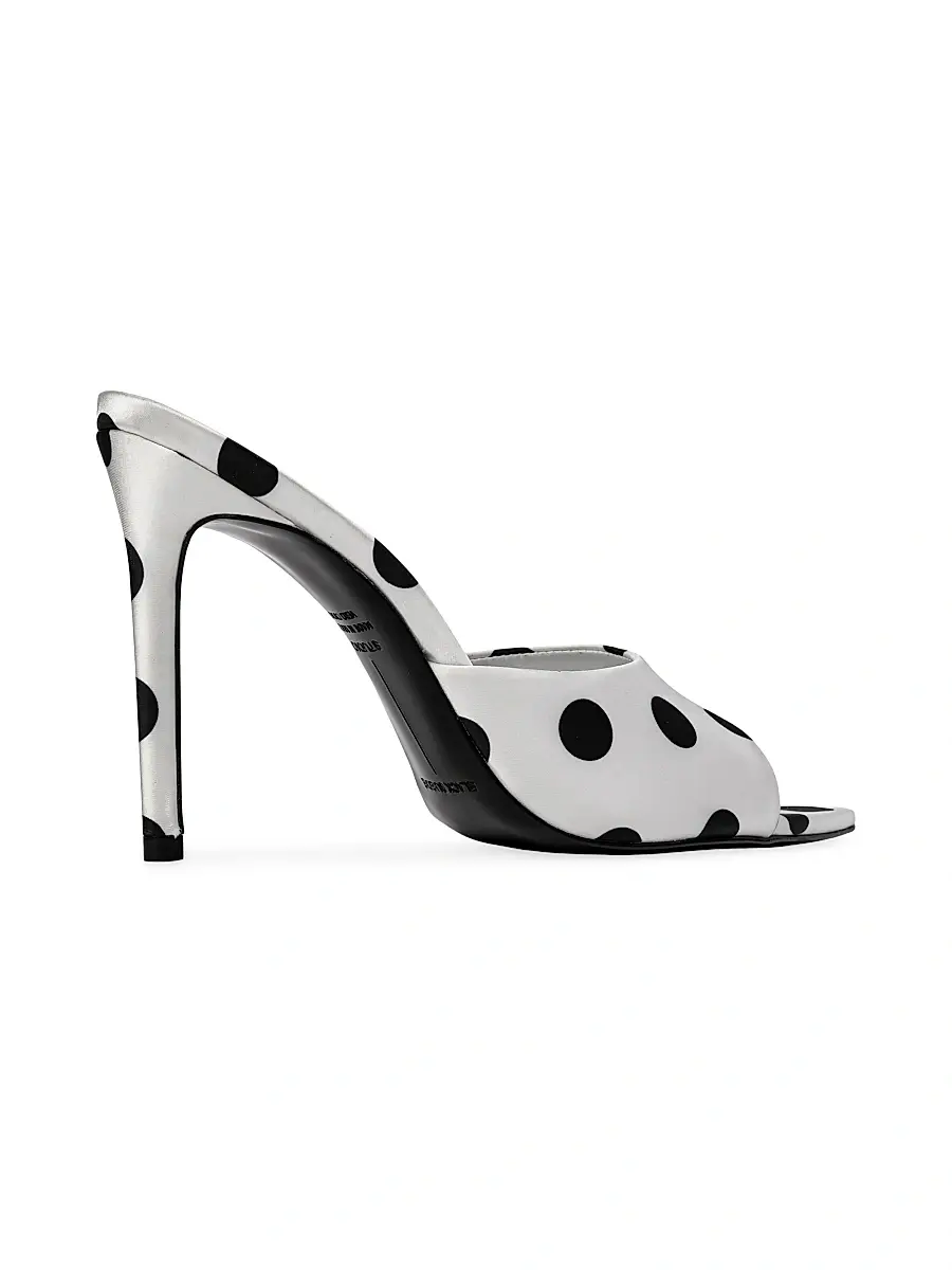 Black Suede Studio Women's Bella 100MM Polka Dot Mule Heels | Thumbnail 3 Black Suede Studio Women's Bella 100MM Polka Dot Mule Heels | Thumbnail 3