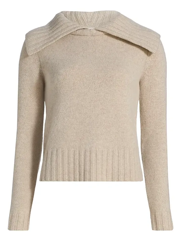 Women's Wide Ribbed-Collared Cashmere Sweater